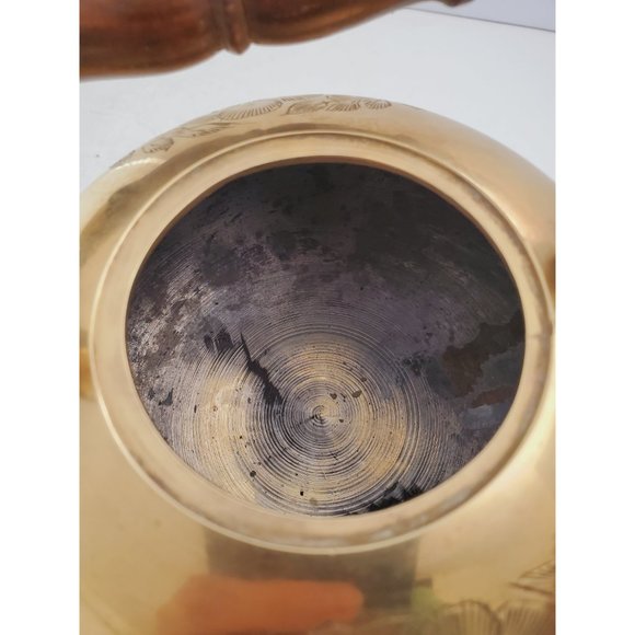 Vintage Brass Decorative Teapot Wooden Handle - Picture 7 of 10